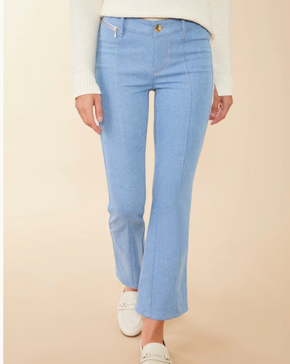 Spartina 449 Womens 12 Blue Mallory Kick Flare Jeans Mid Rise Pull On NEW